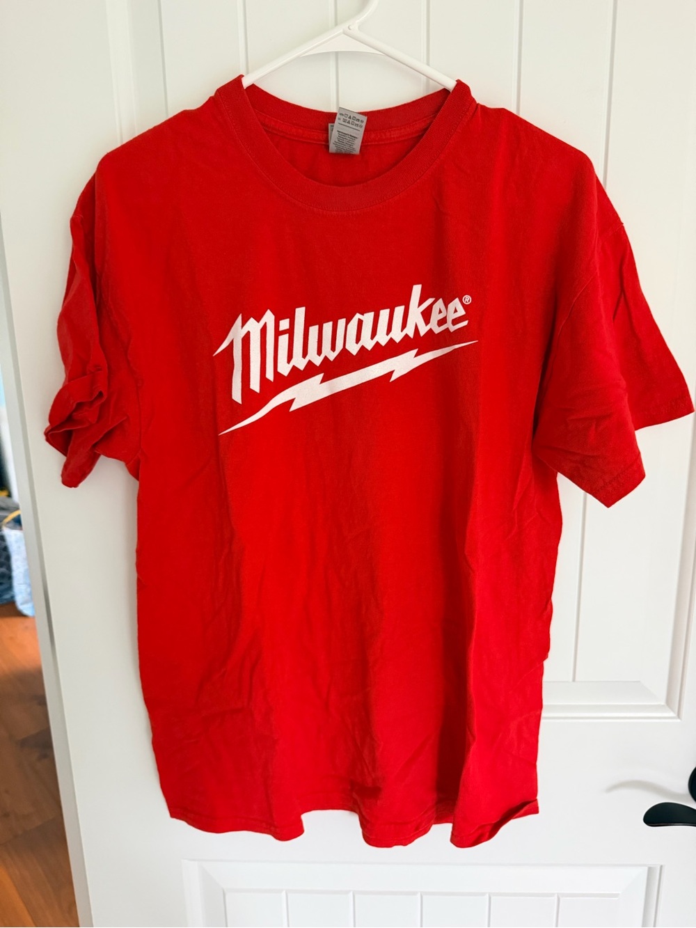 Gildan Red Tee with White Milwaukee Logo